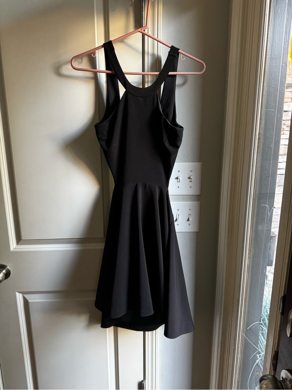 Express Black Backless Fit-and-Flare Dress